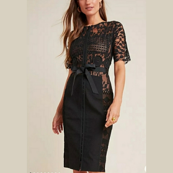 Anthropologie Dresses & Skirts - Byron Lars Carissa Black Sheath Midi Dress Women's